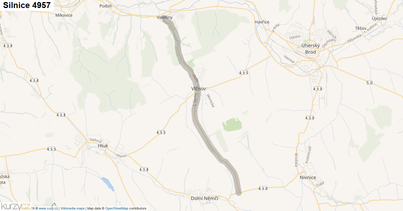 Silnice 4957 - mapa Silnice 4957