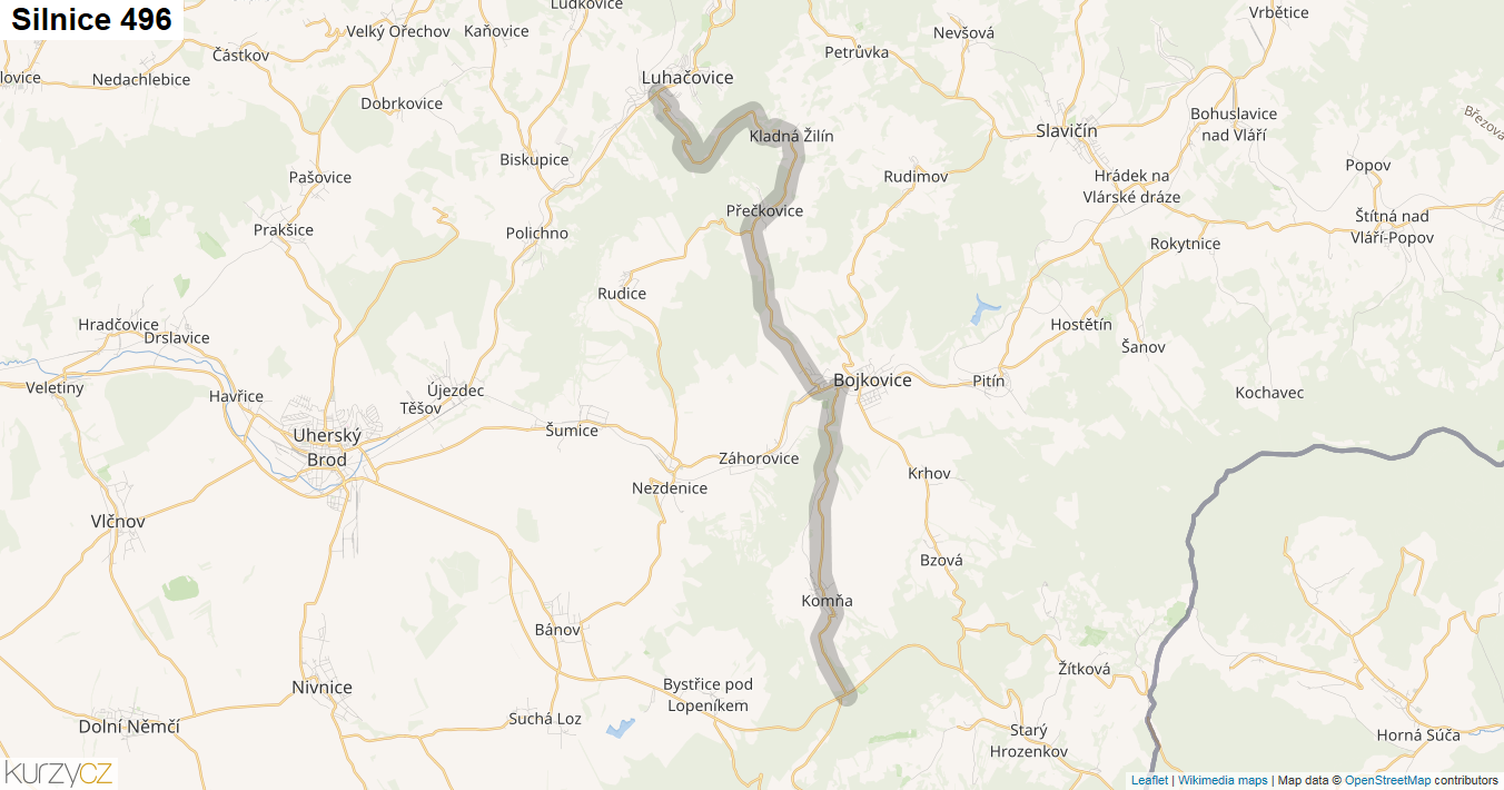 Silnice 496 - mapa Silnice 496