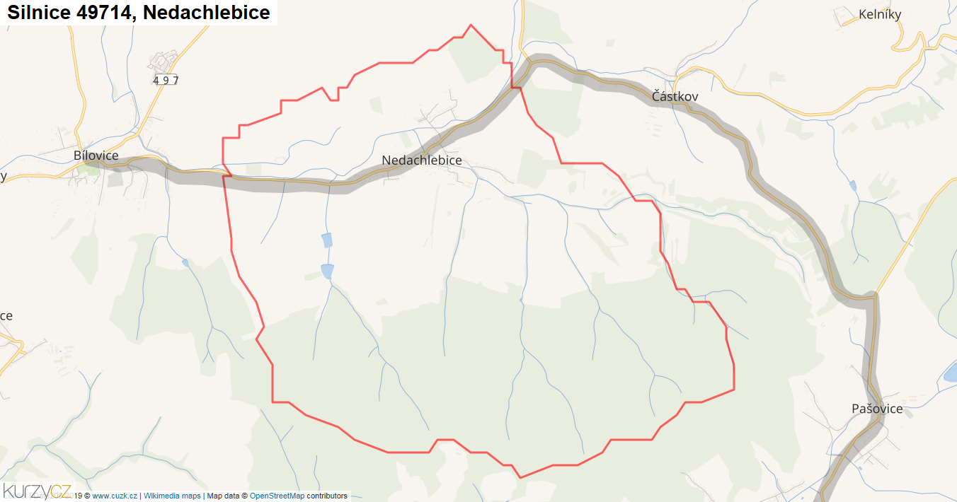 Nedachlebice, Silnice 49714 - Mapa