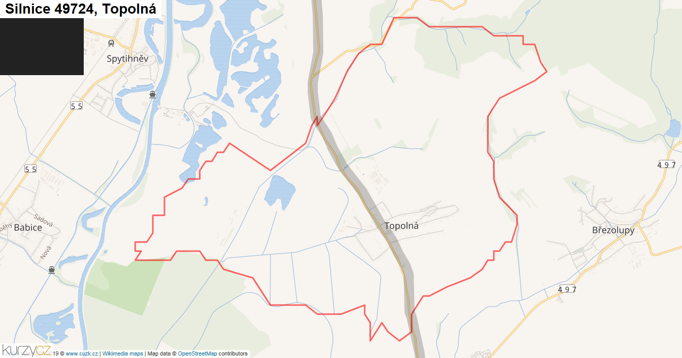 Topolná, Silnice 49724 - Mapa