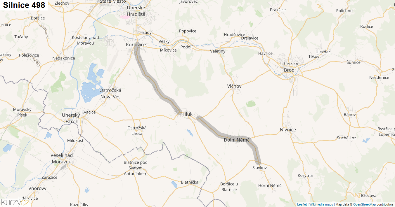 Silnice 498 - mapa Silnice 498