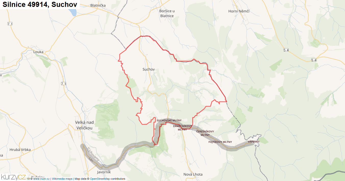 Suchov, Silnice 49914 - Mapa