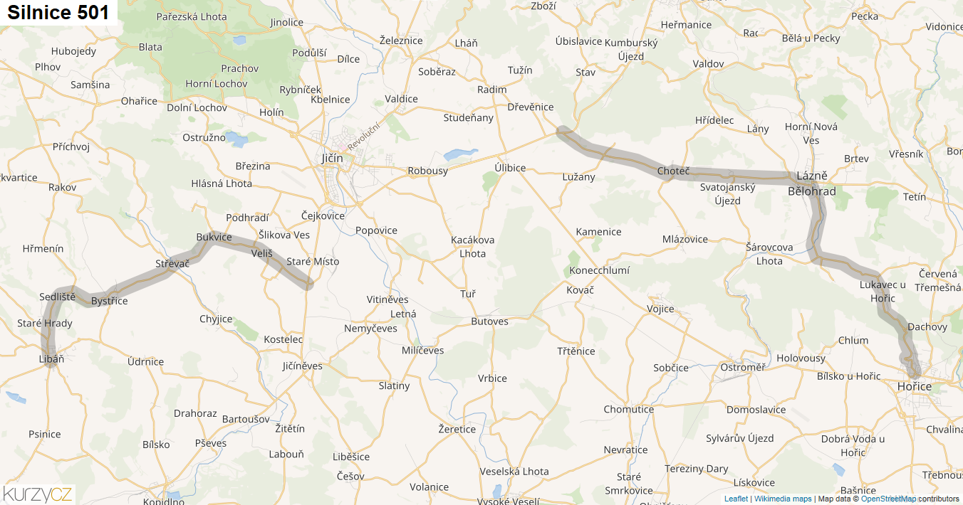 Silnice 501 - mapa Silnice 501