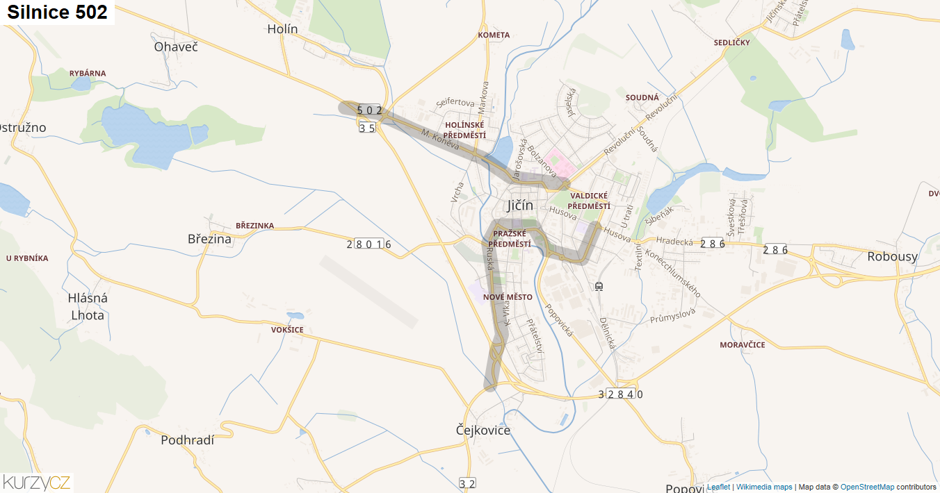 Silnice 502 - mapa Silnice 502