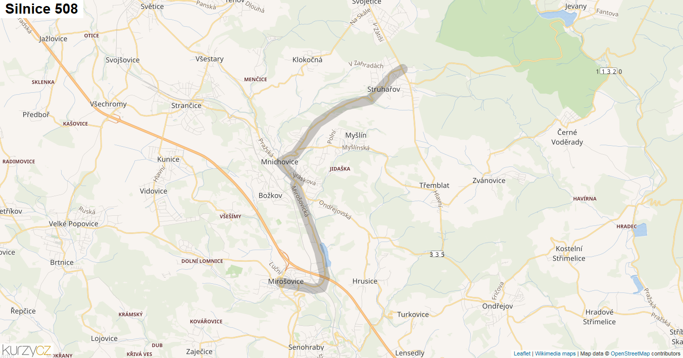 Silnice 508 - mapa Silnice 508