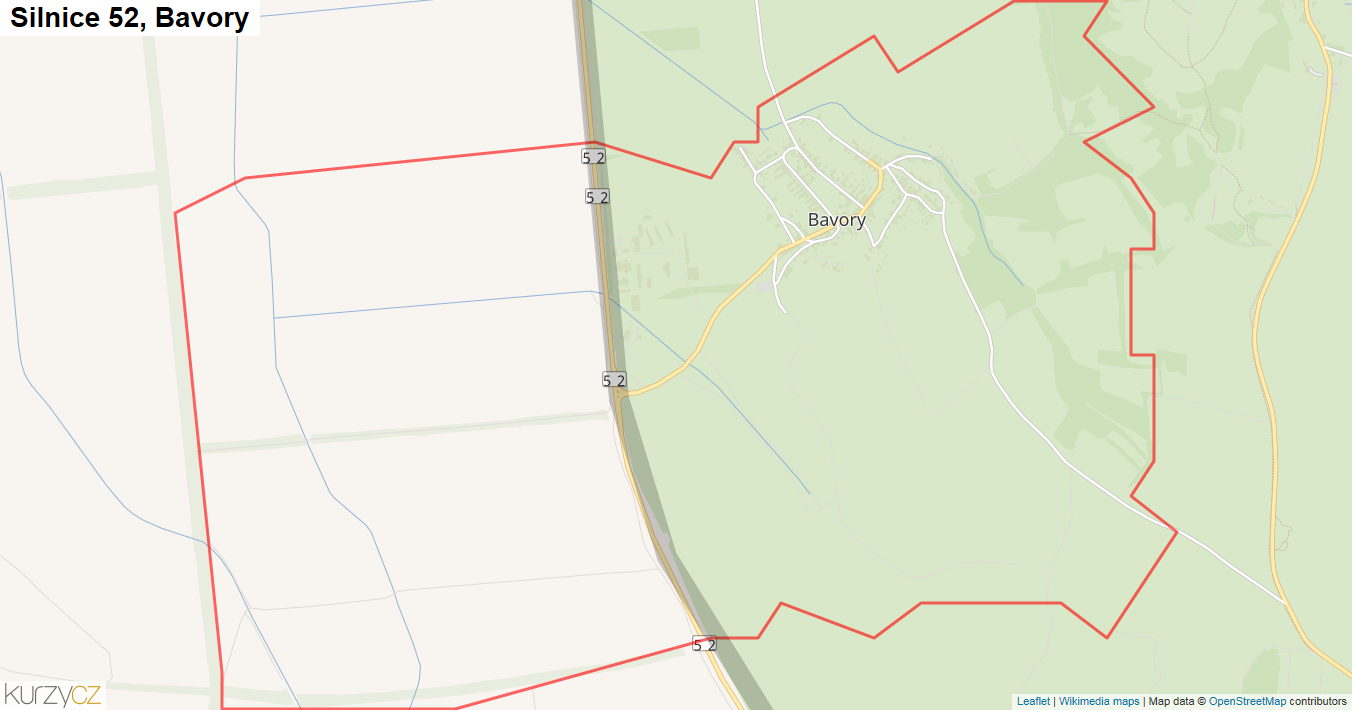Bavory, Silnice 52 - Mapa