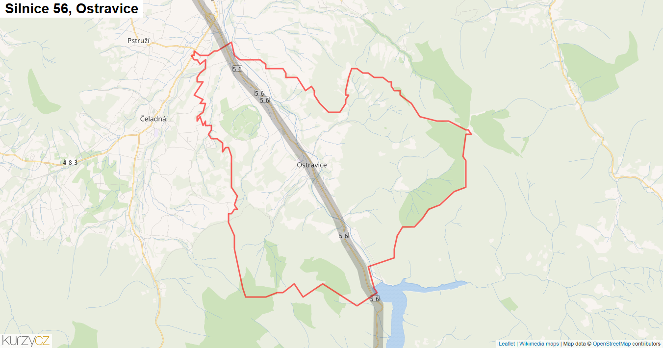 Ostravice, Silnice 56 - Mapa