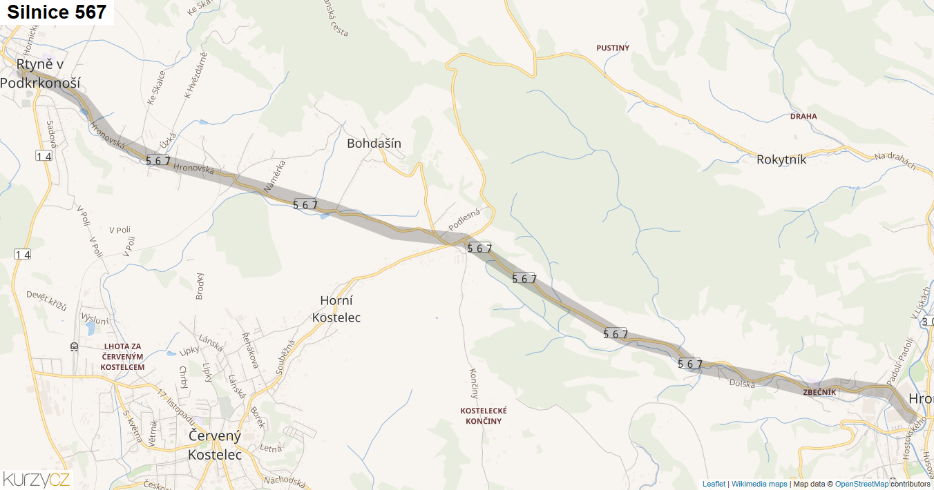 Silnice 567 - mapa Silnice 567