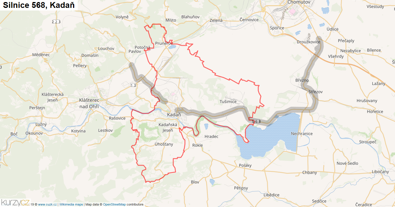 Kadaň, Silnice 568 - Mapa