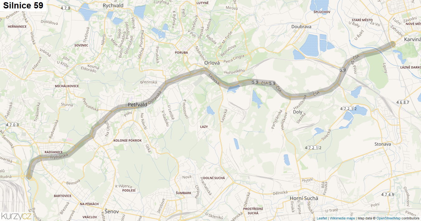 Silnice 59 - mapa Silnice 59