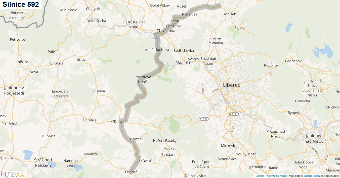 Silnice 592 - mapa Silnice 592