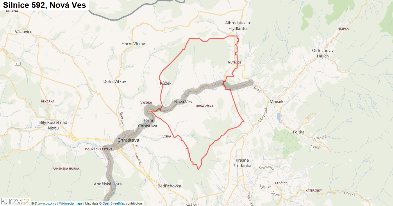 Nová Ves, Silnice 592 - Mapa