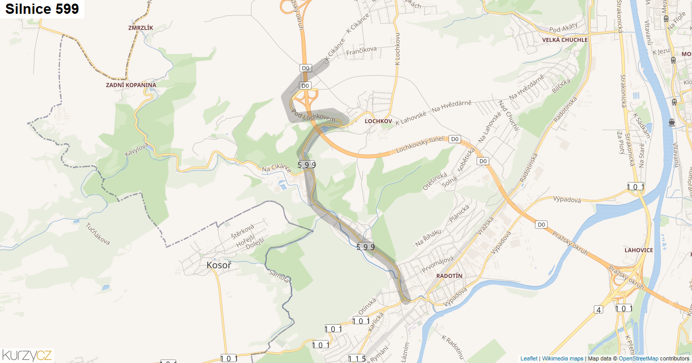 Silnice 599 - mapa Silnice 599