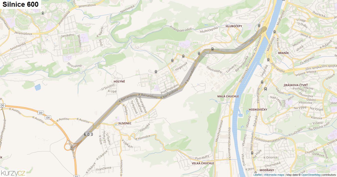 Silnice 600 - mapa Silnice 600