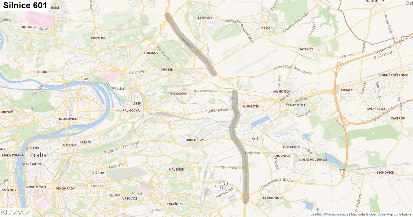 Silnice 601 - mapa Silnice 601
