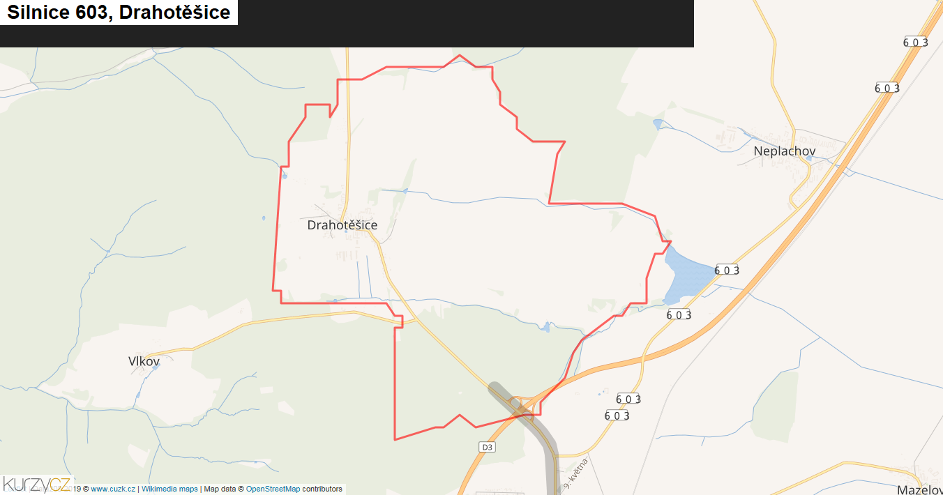 Drahotěšice, Silnice 603 - Mapa
