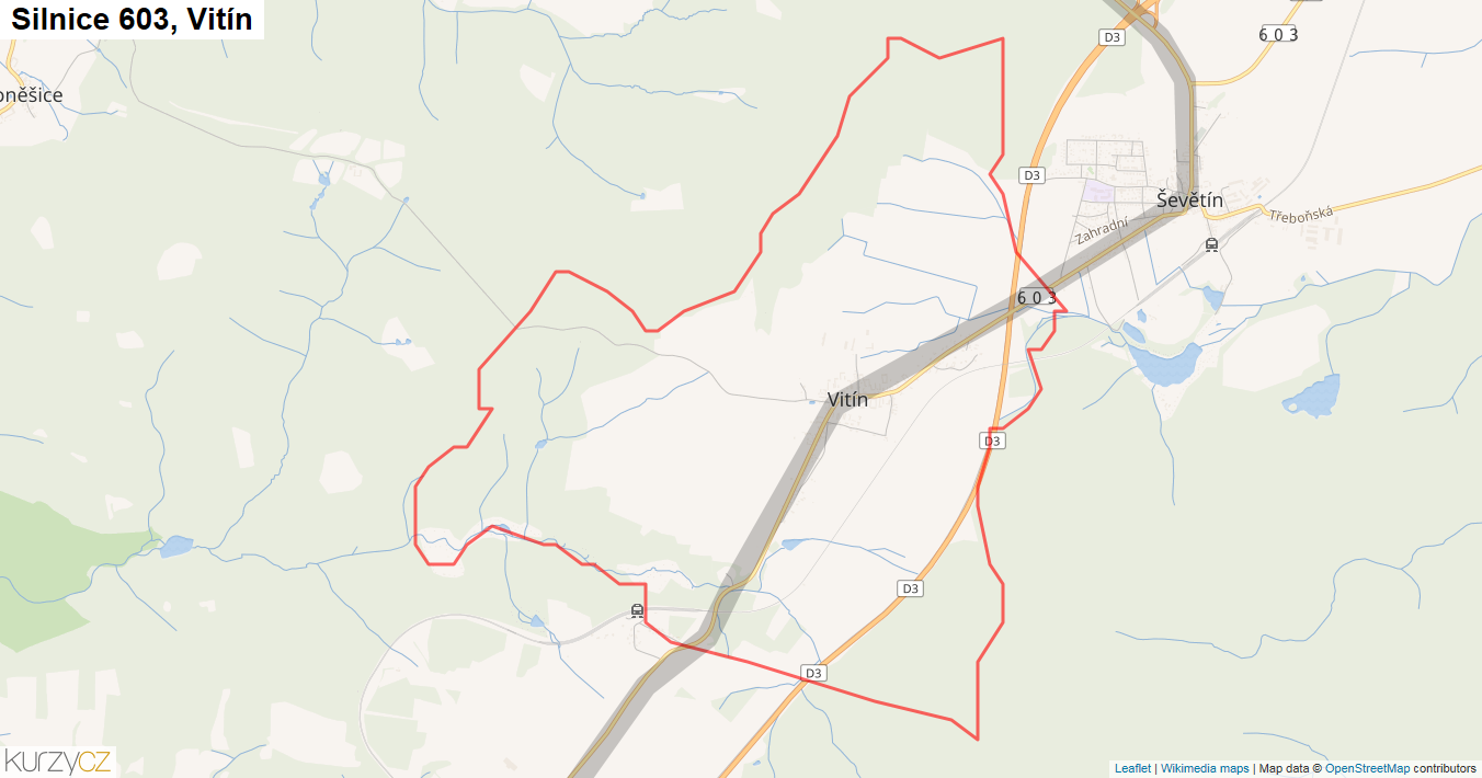 Vitín, Silnice 603 - Mapa
