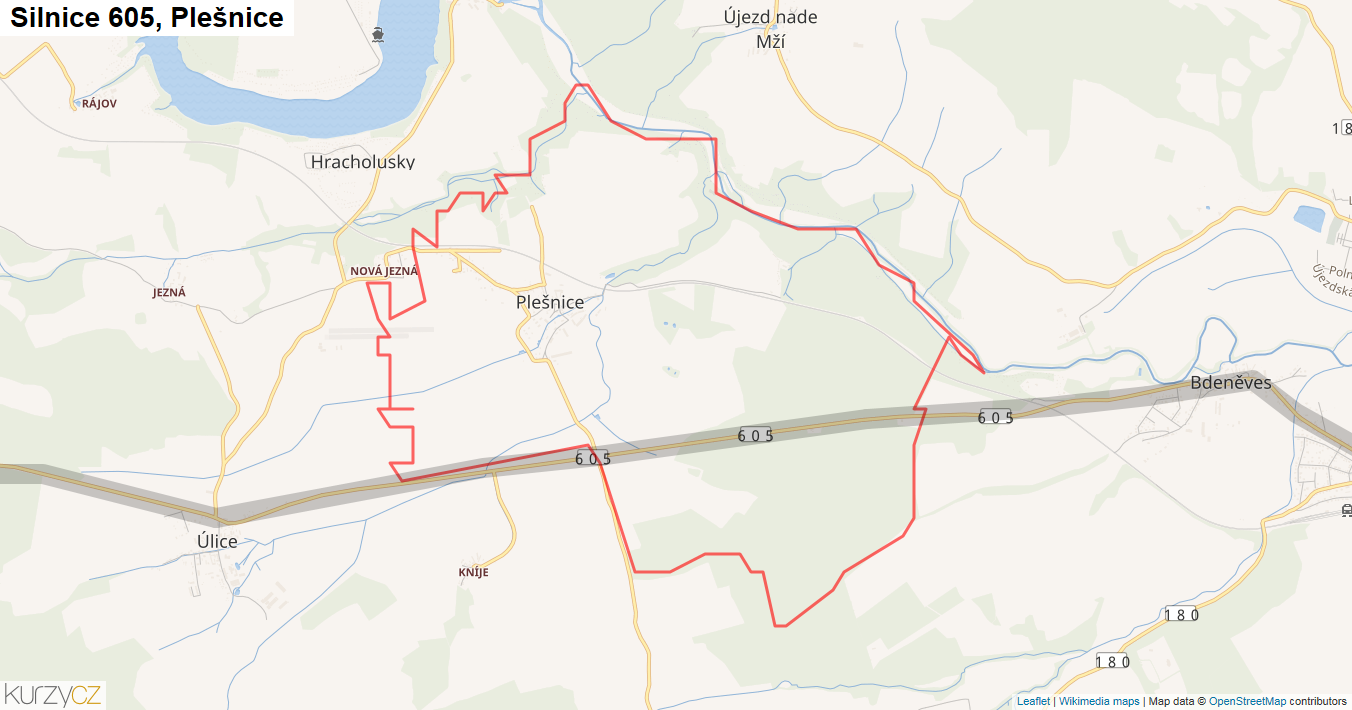 Plešnice, Silnice 605 - Mapa