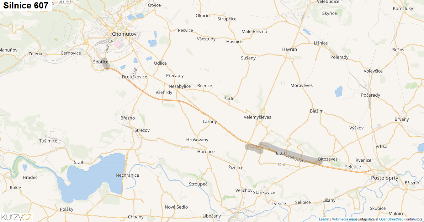Silnice 607 - mapa Silnice 607