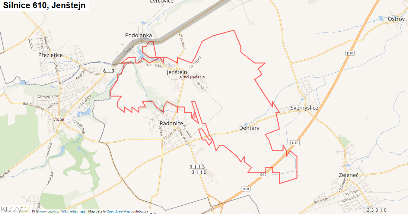 Jenštejn, Silnice 610 - Mapa
