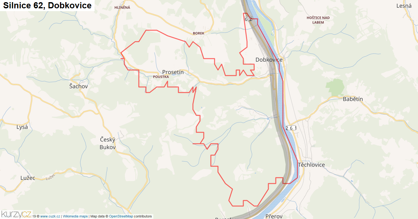 Dobkovice, Silnice 62 - Mapa