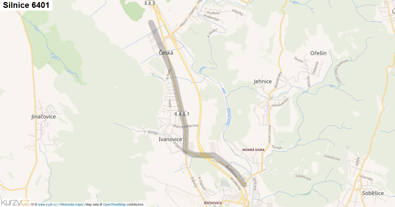 Silnice 6401 - mapa Silnice 6401