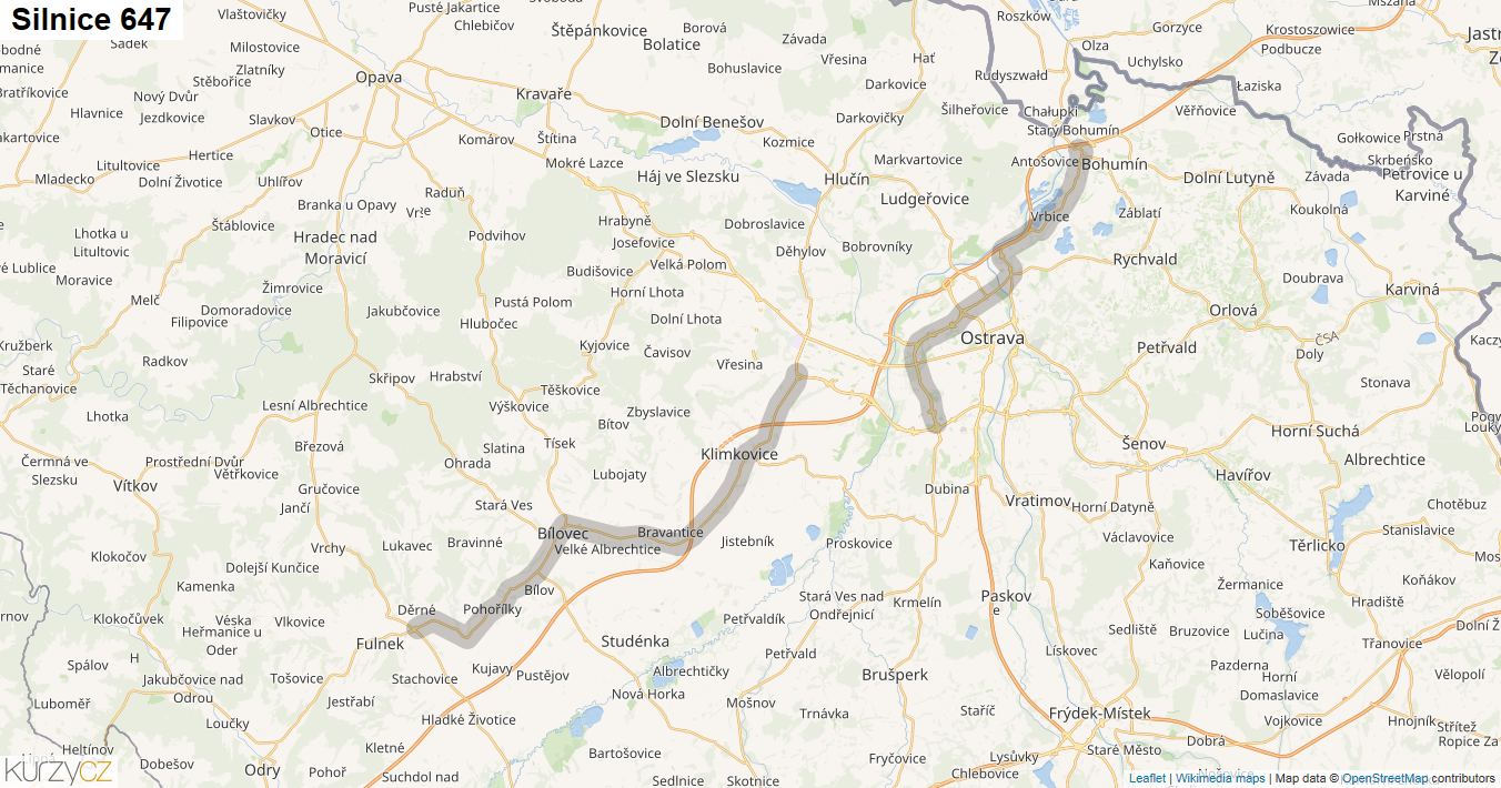 Silnice 647 - mapa Silnice 647