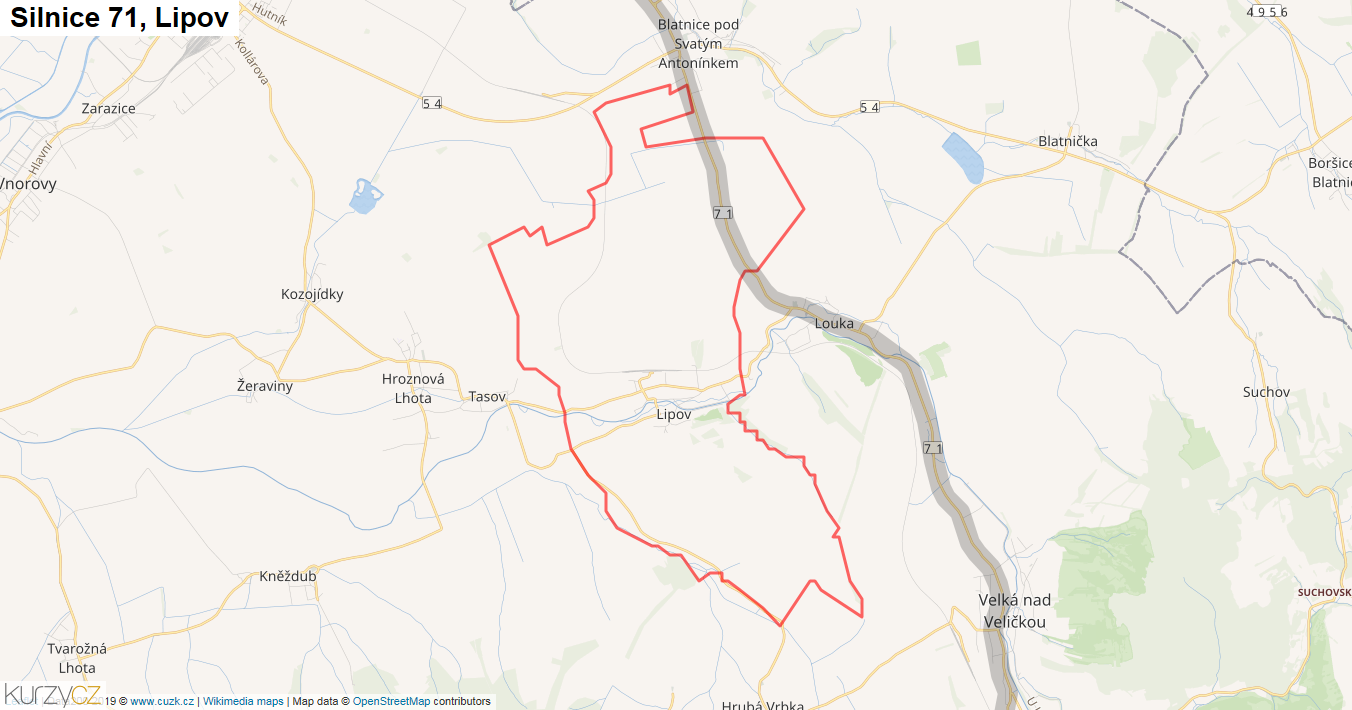 Lipov, Silnice 71 - Mapa