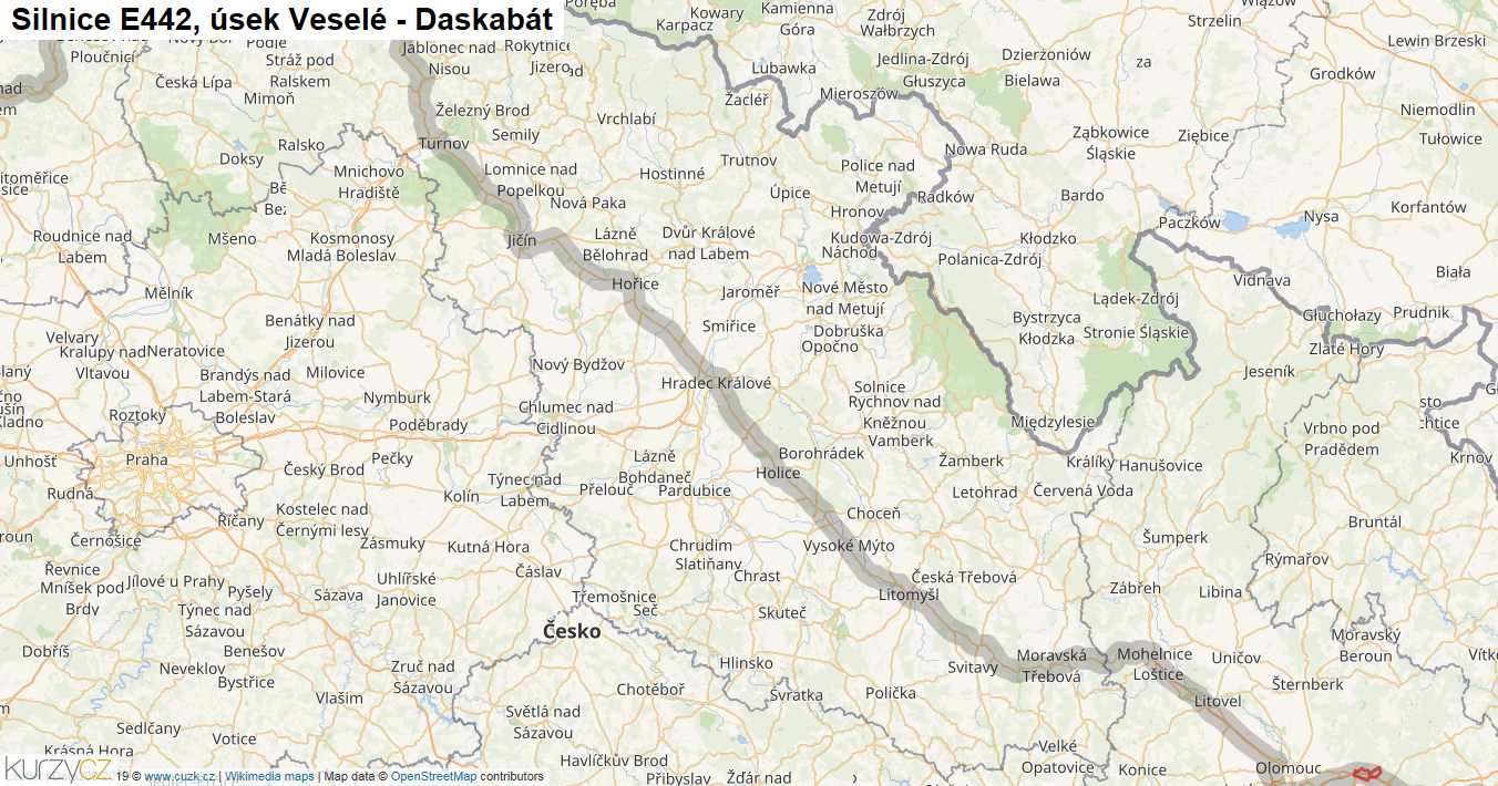 Úsek Veselé - Daskabát, Silnice E442 - Mapa