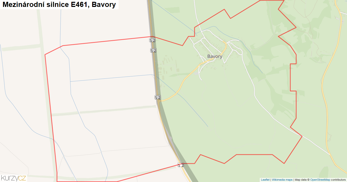 Bavory, Silnice E461 - Mapa