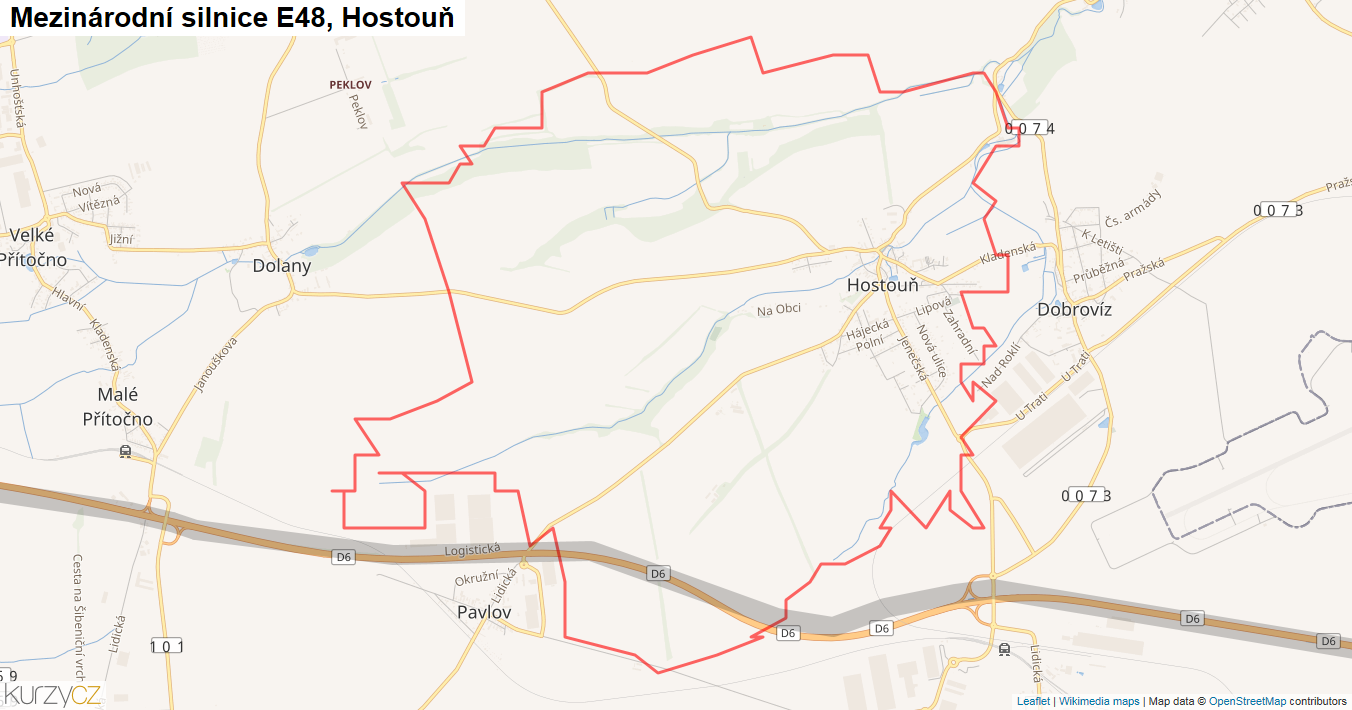 Hostouň, Silnice E48 - Mapa