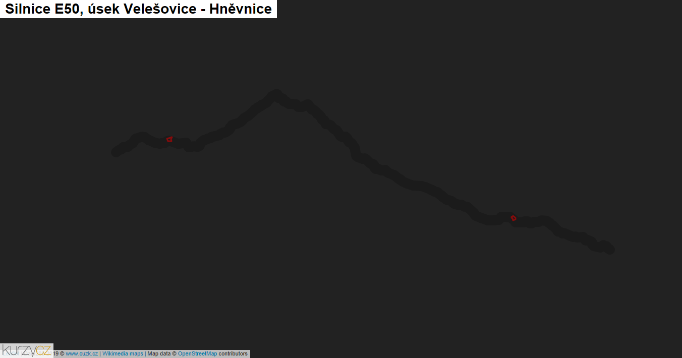 Úsek Velešovice - Hněvnice, Silnice E50 - Mapa