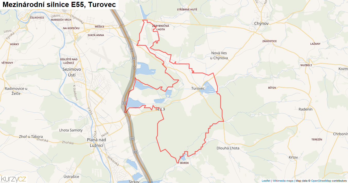 Turovec, Silnice E55 - Mapa