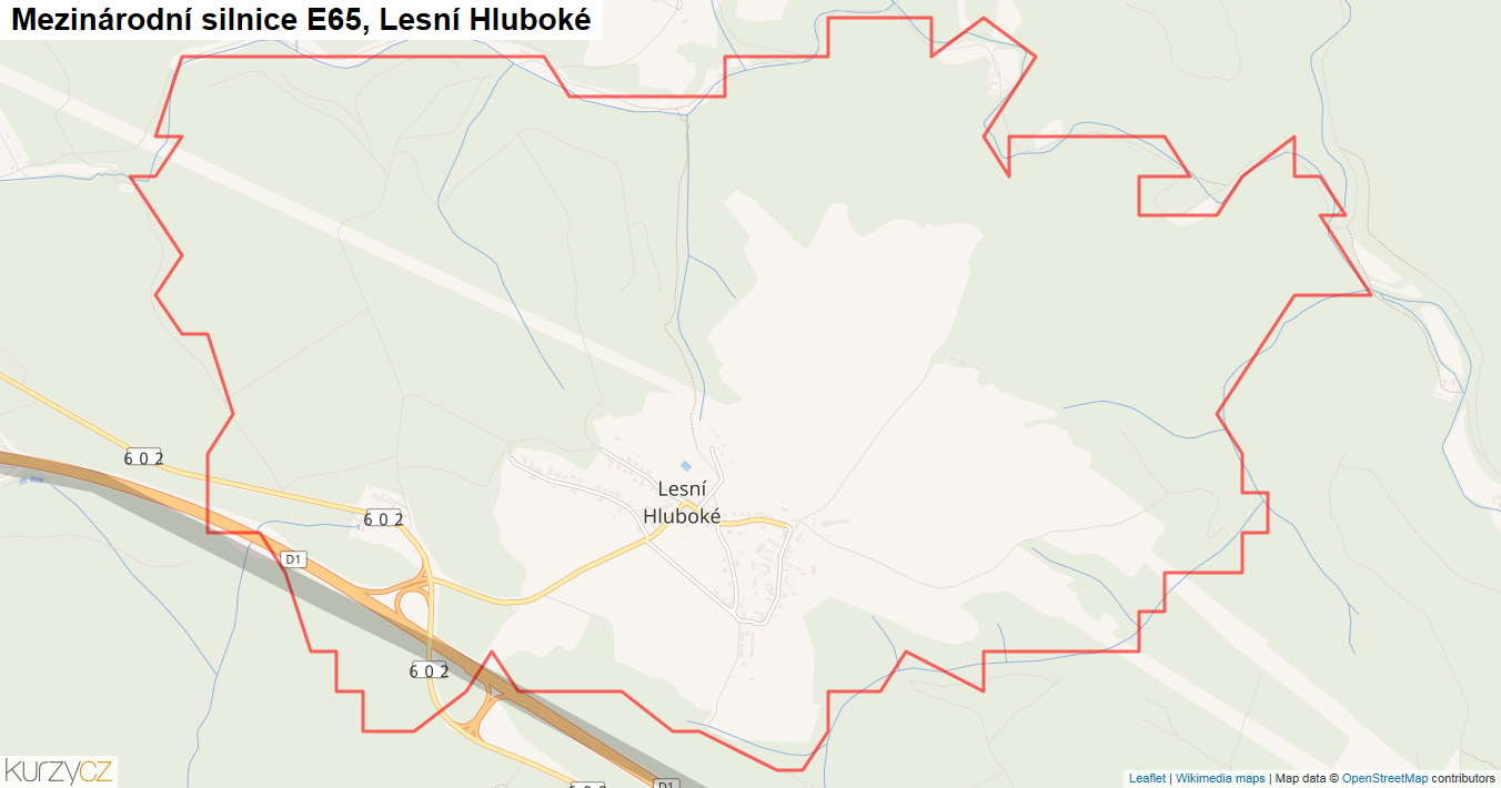 Lesní Hluboké, Silnice E65 - Mapa