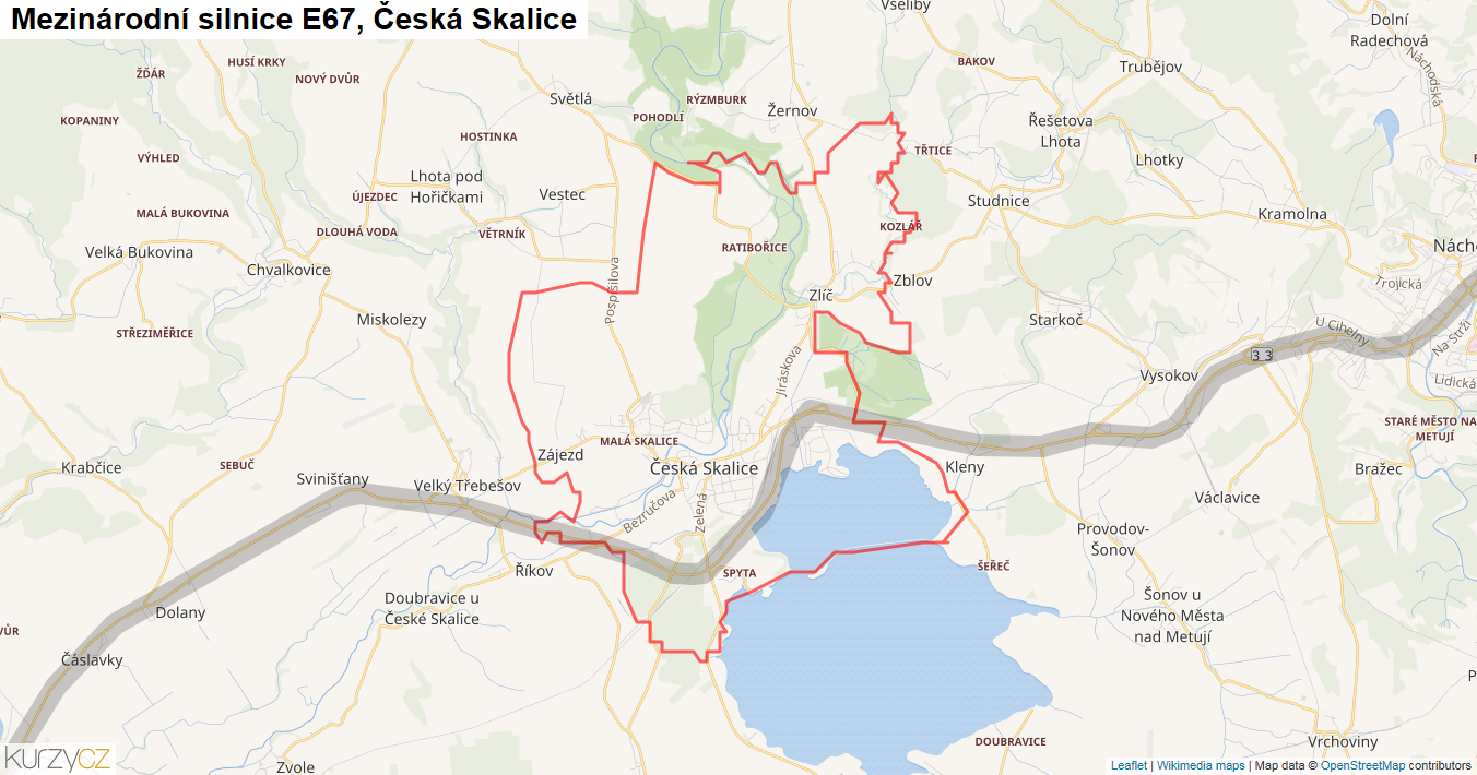 Česká Skalice, Silnice E67 - Mapa