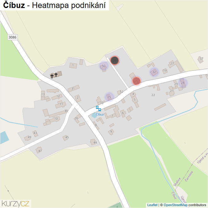 Mapa Číbuz - Firmy v části obce.