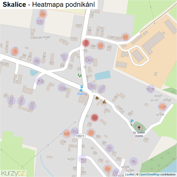 Mapa Skalice - Firmy v části obce.