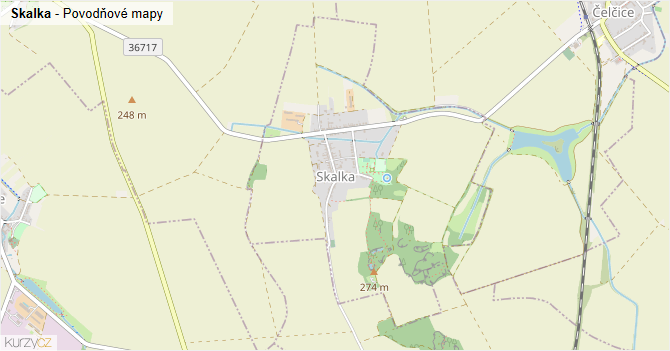 Skalka - záplavové mapy stoleté vody