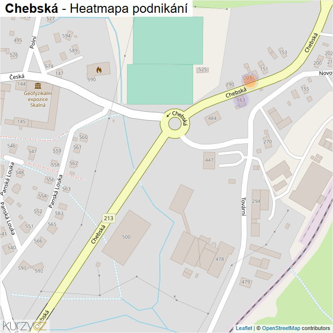 Mapa Chebská - Firmy v ulici.