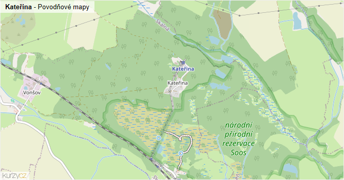 Kateřina - záplavové mapy stoleté vody