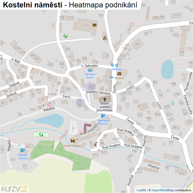 Mapa Kostelní náměstí - Firmy v ulici.
