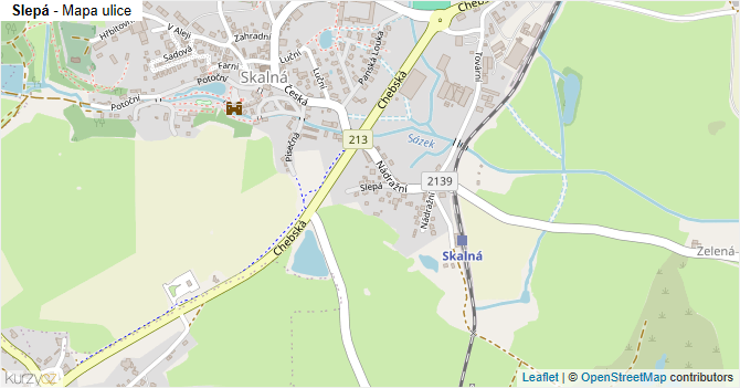 Slepá - mapa ulice