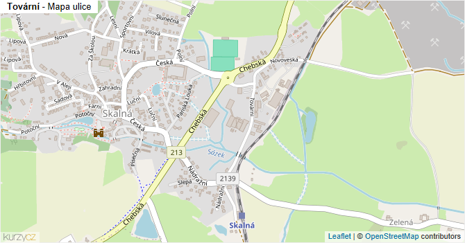 Tovární - mapa ulice