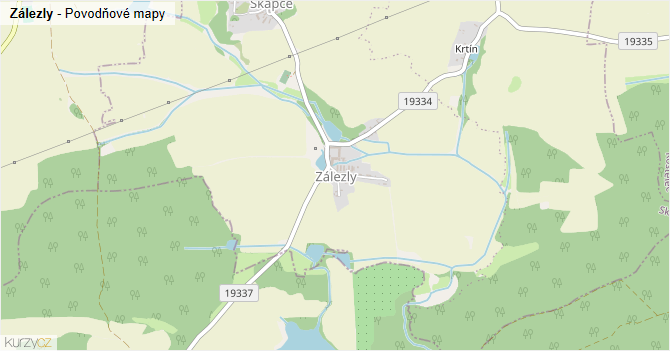 Zálezly - záplavové mapy stoleté vody