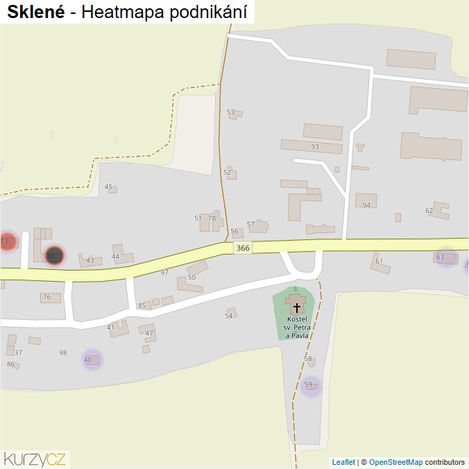 Mapa Sklené - Firmy v části obce.