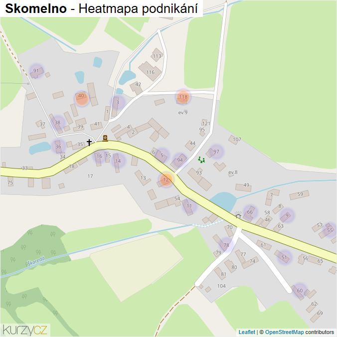Mapa Skomelno - Firmy v části obce.