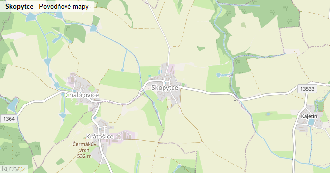 Skopytce - záplavové mapy stoleté vody
