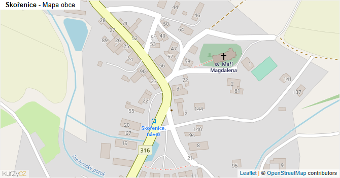 Skořenice - mapa obce
