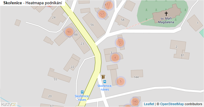 Skořenice - mapa podnikání