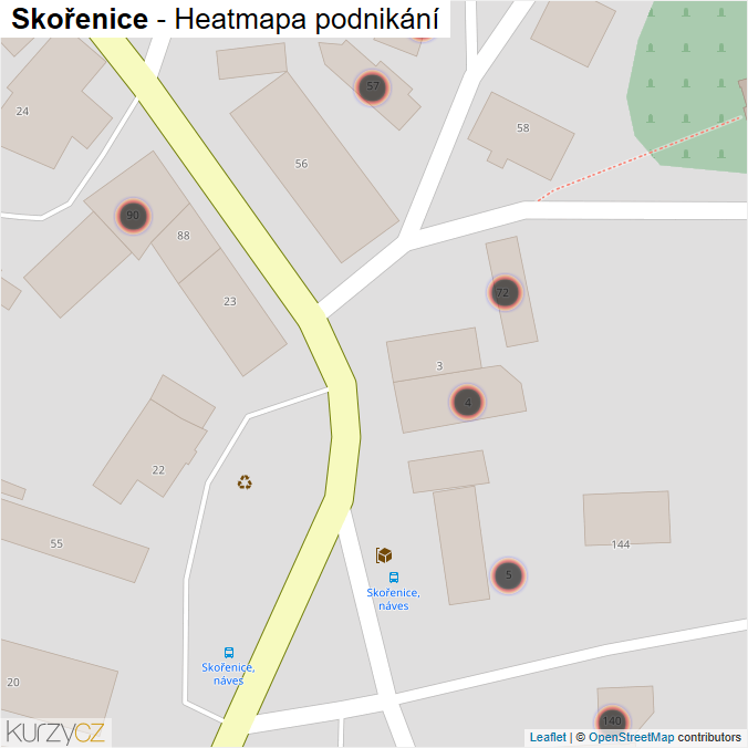 Mapa Skořenice - Firmy v obci.